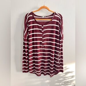 VOLCOM Striped Ribbed Henley Top